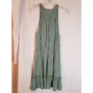 Women's BTFBM Green Polka Dot Sleeveless Ruffled Sundress Size M